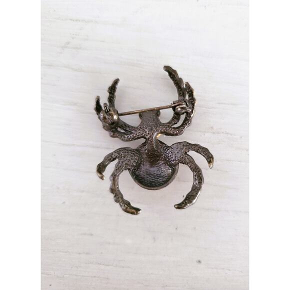 Bronze Spider Rhinestone Brooch - Picture 4 of 6